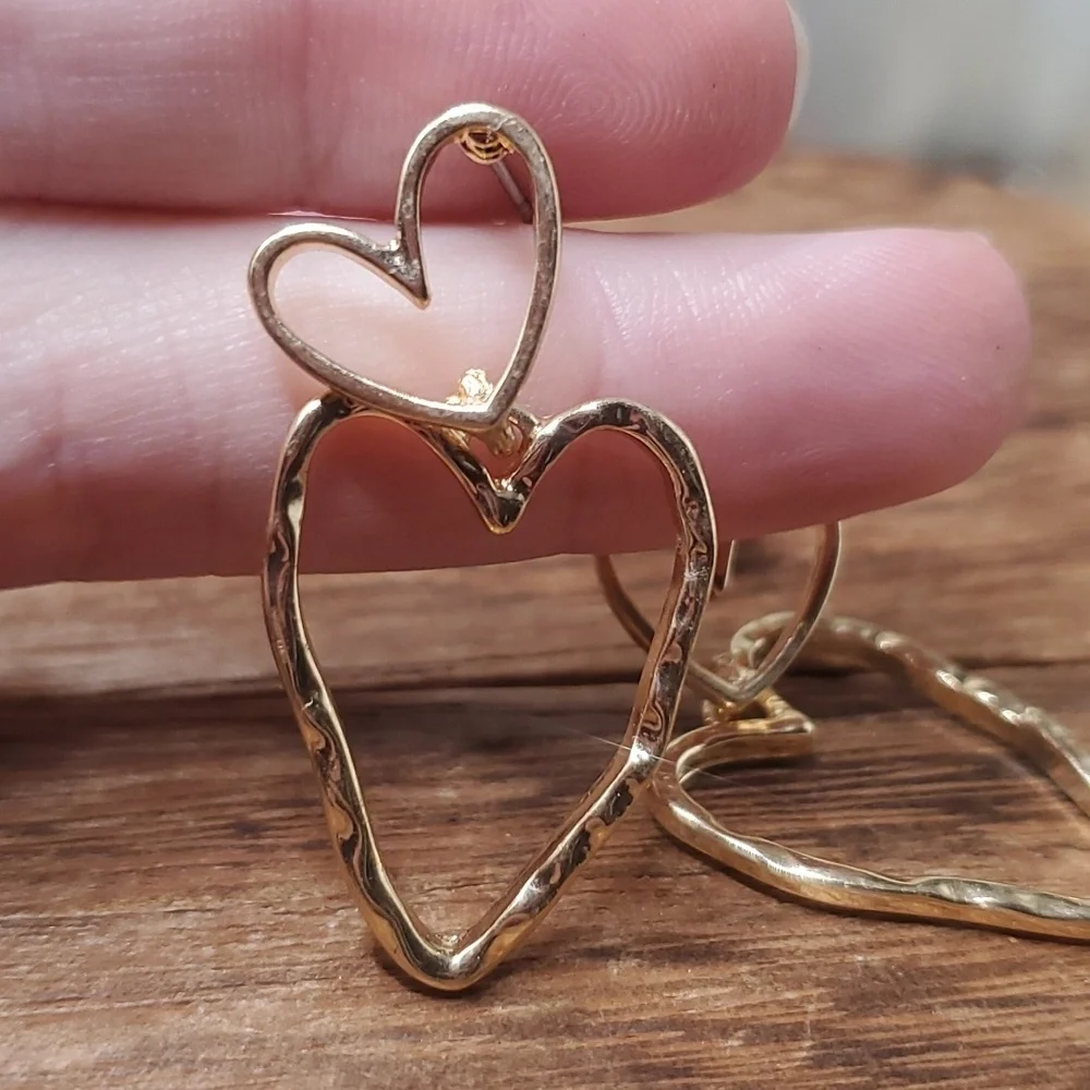E2144 double hearts‎ valentines gift earrings 💖